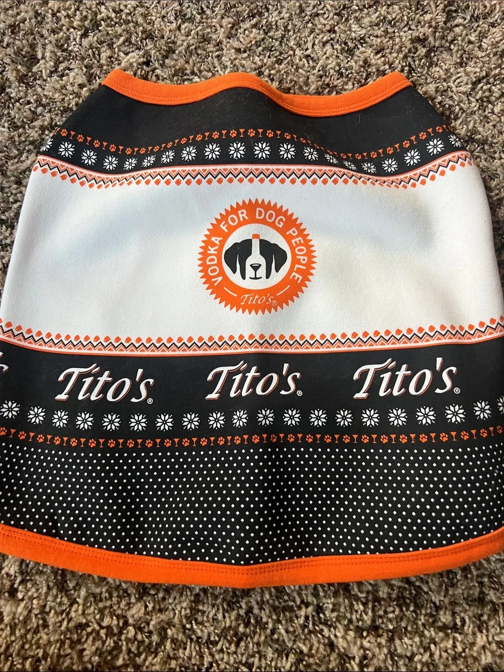 Tito's Orange & Black Dog sweater Medium